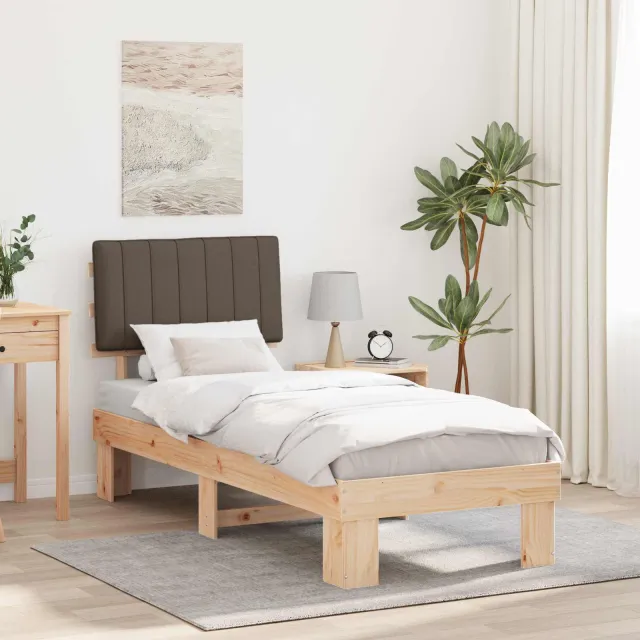 vidaXL Bedframe met Gevoerd Hoofdgedeelte Taupe 80 x 200 cm