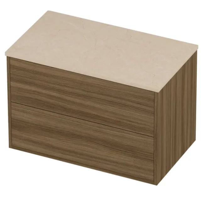 Proline Deck Badmeubelset Hardsteen Voor Grepen Symmetrisch 80x46x54 cm Sand Stone Caramel Walnut Houtlook