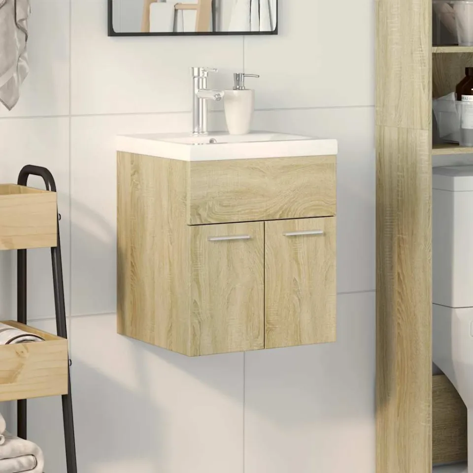 vidaXL 2-delige Badkamermeubelset bewerkt hout sonoma eikenkleurig, foto 2