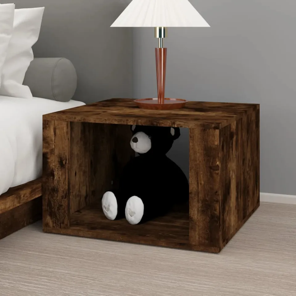 vidaXL Nachtkastje 57x55x36 cm bewerkt hout gerookt eikenkleurig, foto 3