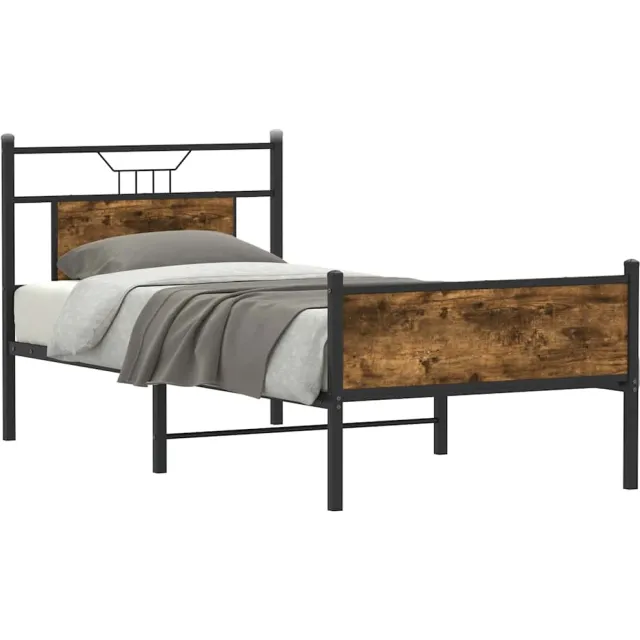 vidaXL Bedframe zonder matras hout gerookt eikenkleurig 75x190 cm Bruin
