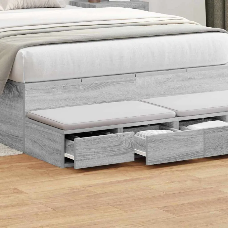 vidaXL Bedlades Grijs Sonoma 120 x 36,5 x 16,5 cm Bewerkt hout, foto 3