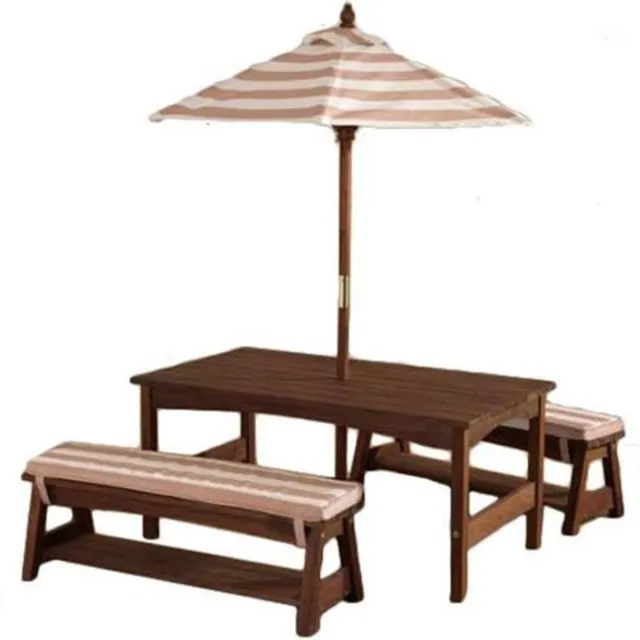 PolkaHome Kinder Picknicktafel - Kinderpicknicktafel - Kinder Tuinset - Picknicktafel - Tuinset Kinderen - Picknicktafel Kinderen Bruin