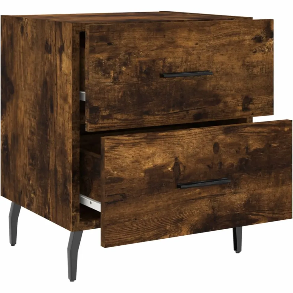 vidaXL Nachtkastje 40x35x47,5 cm bewerkt hout gerookt eikenkleurig