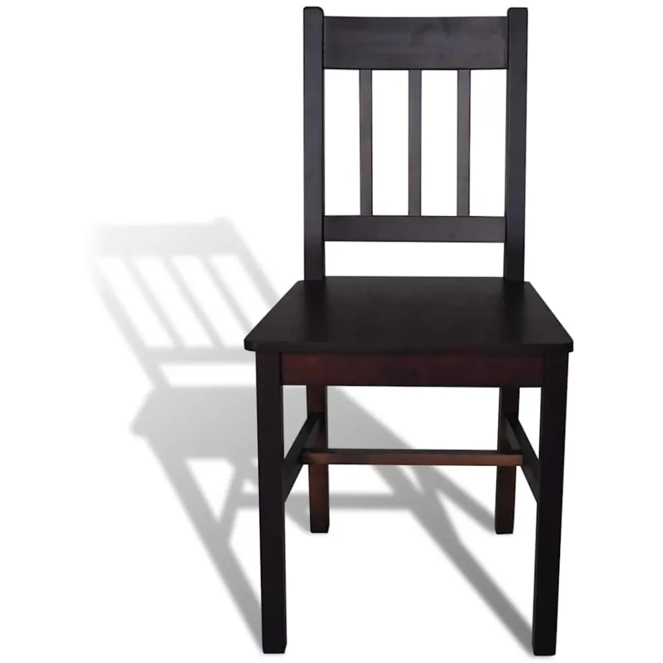 vidaXL Eetkamerstoelen 2 st grenenhout donkerbruin bruin, foto 2