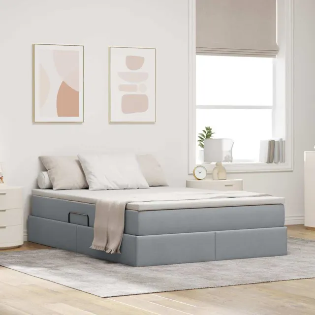 vidaXL Opslag bed met matras Lichtgrijs 140 x 190 cm Polyester