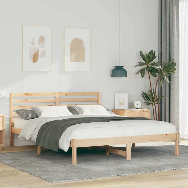 vidaXL Bedframe met hoofdeinde Bruin 150 x 200 cm Massief grenenhout