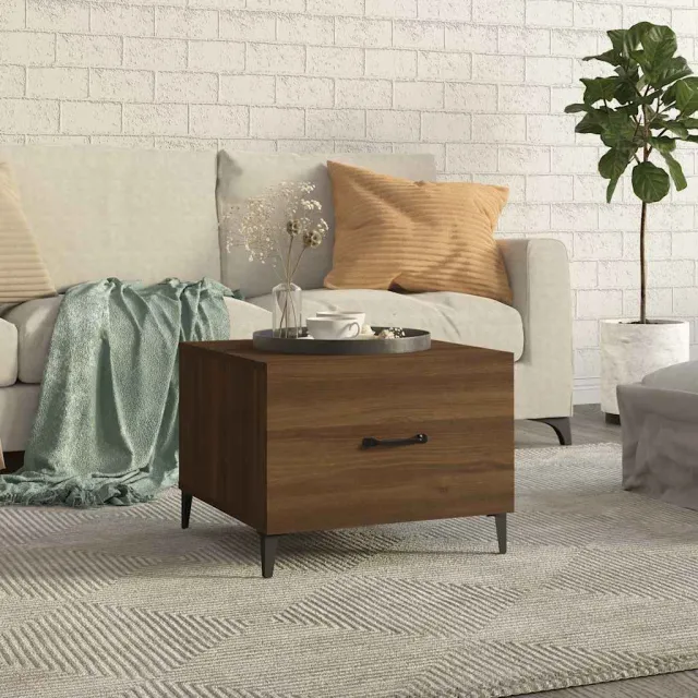 vidaXL Salontafel met metalen poten 50x50x40 cm bruin eikenkleur