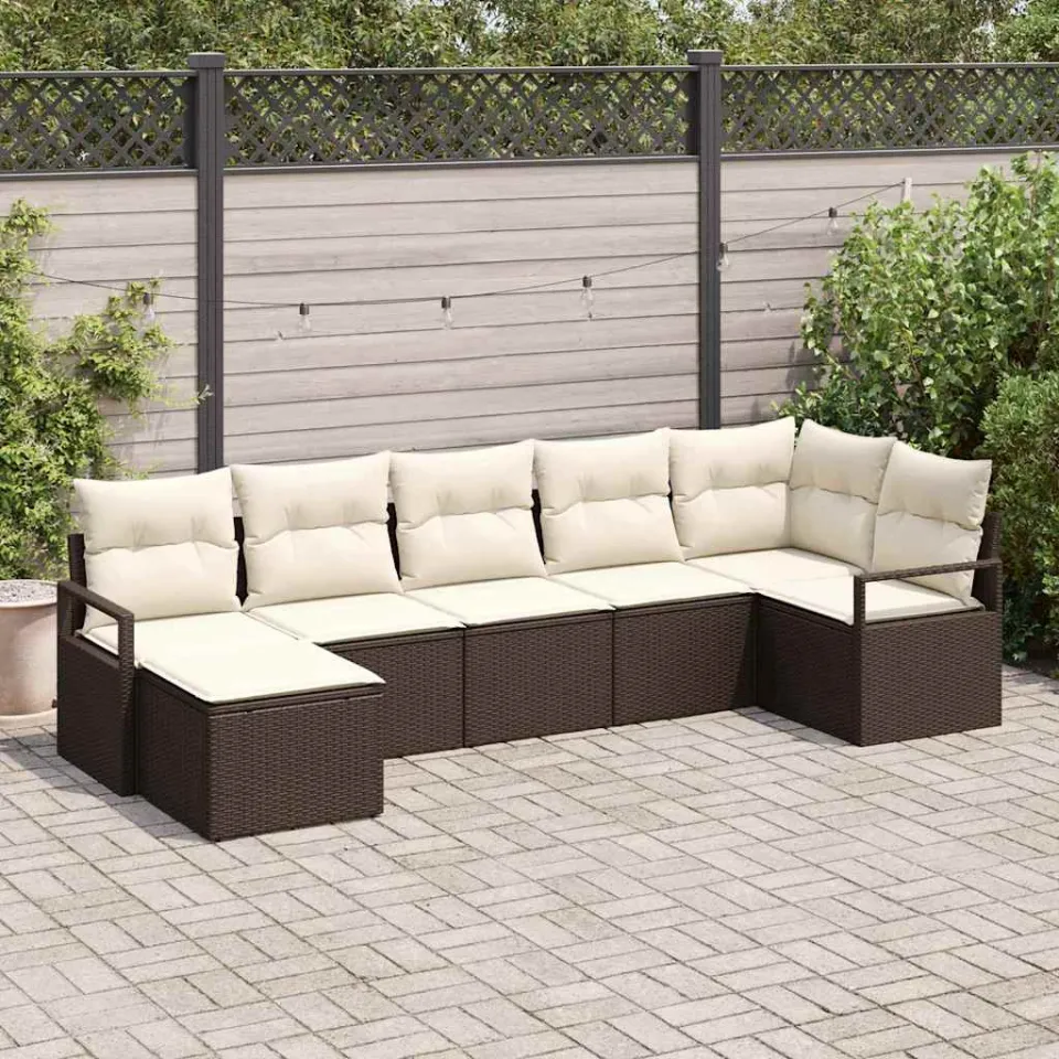 vidaXL Bankstel 7 st Bruin poly rattan, foto 3