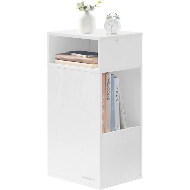 Conway Living Smal Nachtkastje - Met Lade en 2 Open Vakken - Gereedschapsloze Montage - FSC® Hout - 25x30x59,4 cm - Wit
