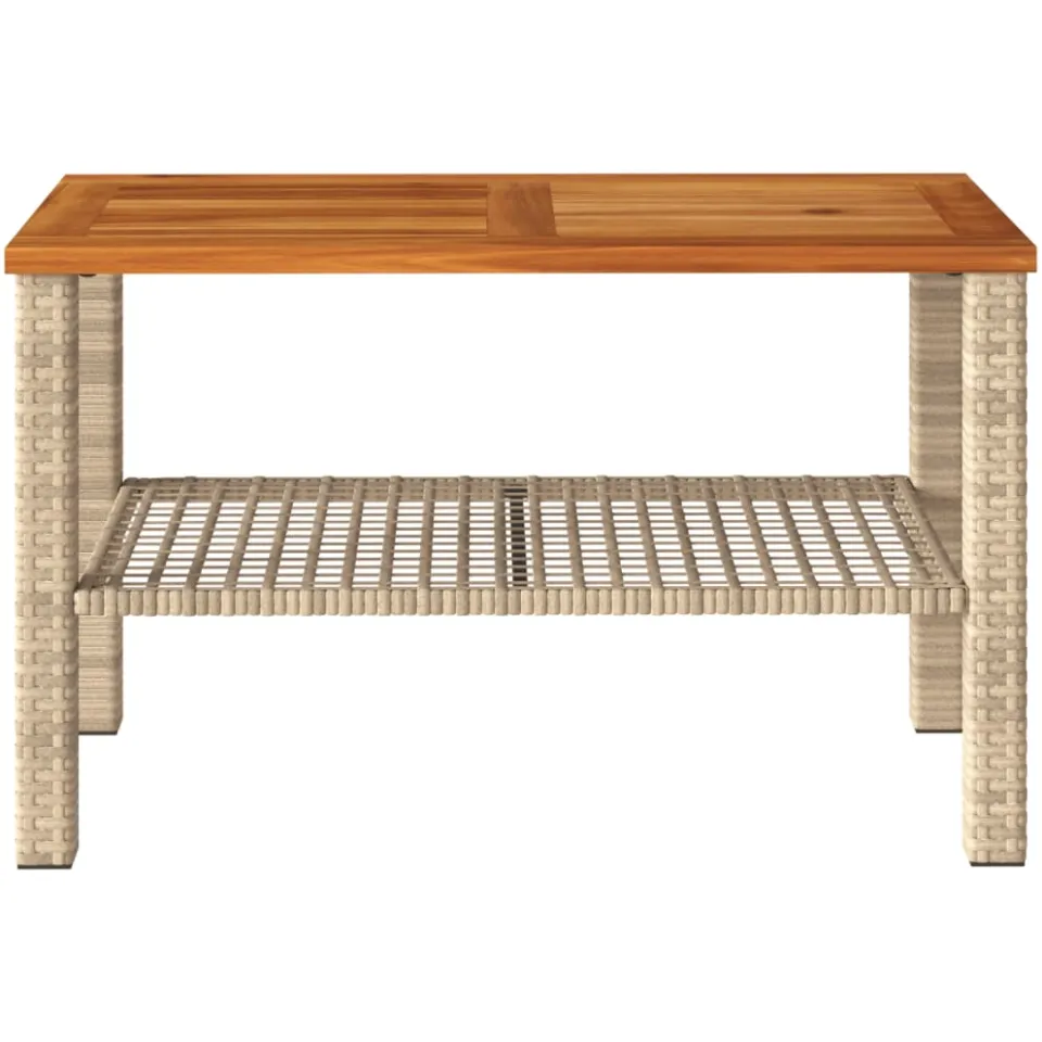 vidaXL Tuintafel 70x38x42 cm poly rattan en acaciahout beige, foto 4