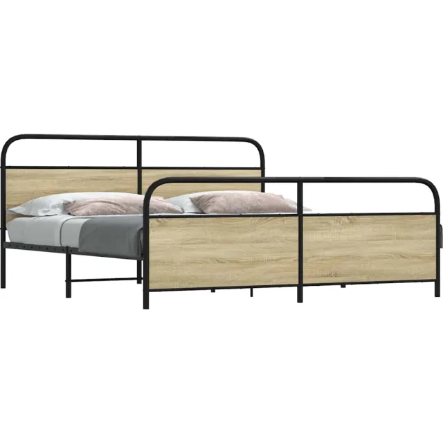 vidaXL Bedframe zonder matras metaal sonoma eikenkleurig 180x200 cm Bruin