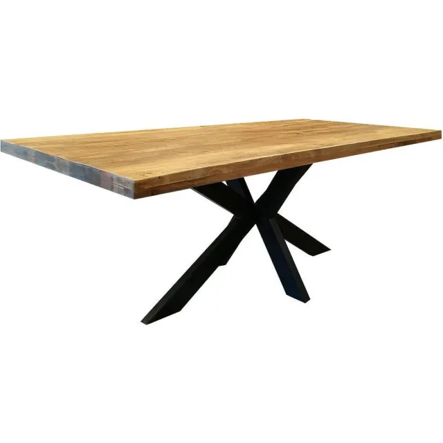 Mahom Mangohouten Eettafel Memphis Rechthoek 160x90 cm Mahom Industrieel - Dinertafel van Mangohout & Metaal - Industriële Eettafel Bruin