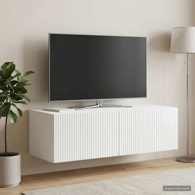 vidaXL Wandbeugel TV-kast 98 x 41 x 30 cm Hoogglans Wit Bewerkt hout, foto 2