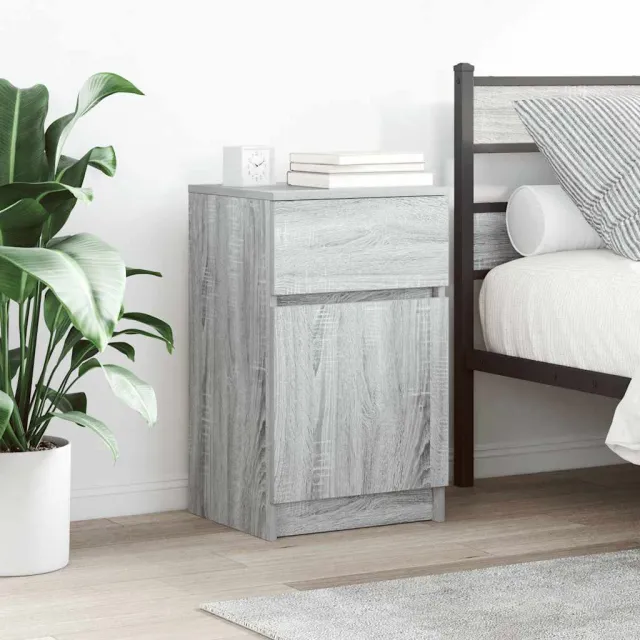 vidaXL Nachtkastje 39x35x65 cm bewerkt hout grijs sonoma eikenkleur Bruin