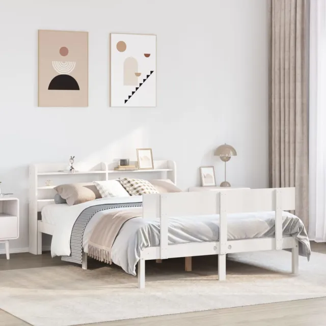 vidaXL Bedframe zonder matras massief grenenhout wit 160x200 cm