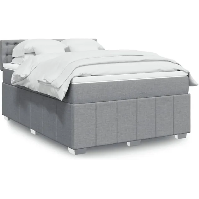 vidaXL Boxspring met matras stof lichtgrijs 160x200 cm grijs