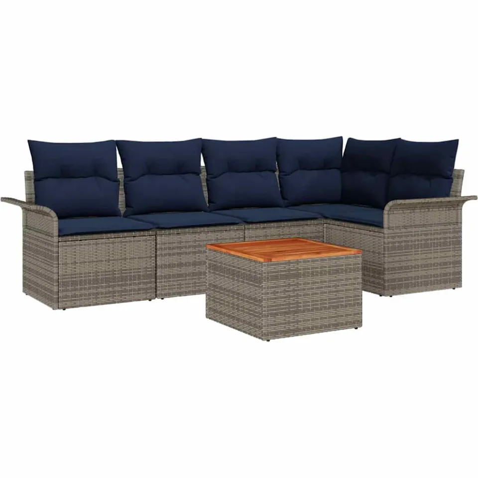 vidaXL Tuinbankenset 6 st Grijs poly rattan