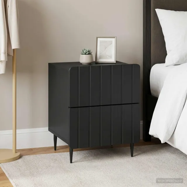 vidaXL Nachtkastje 2 st Zwart 43 x 34,5 x 49,5 cm Bewerkt hout, foto 2