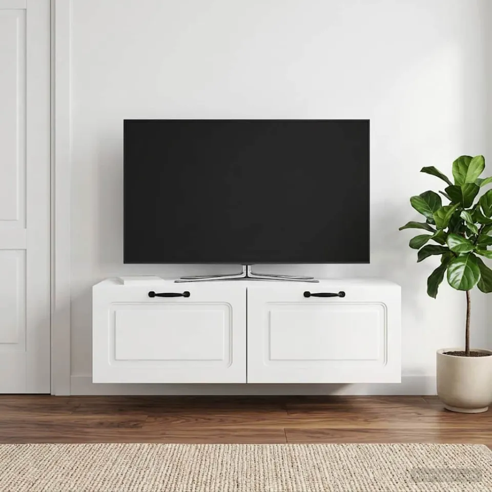 vidaXL Wandbeugel TV-kast Hoogglans Wit 98 x 41 x 30 cm Bewerkt hout, foto 4