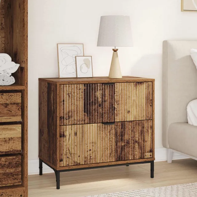 vidaXL Nachtkastje Oud hout 63.5 x 36 x 61 cm Bewerkt hout bruin, foto 2