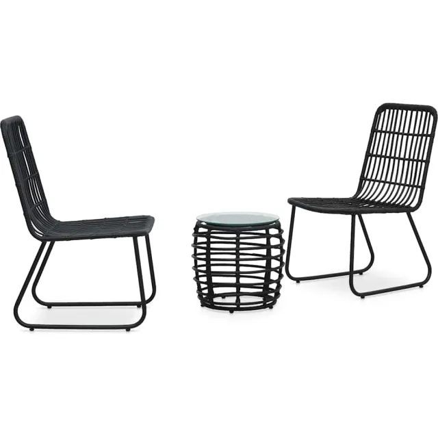 vidaXL 3-delige Bistroset poly rattan zwart