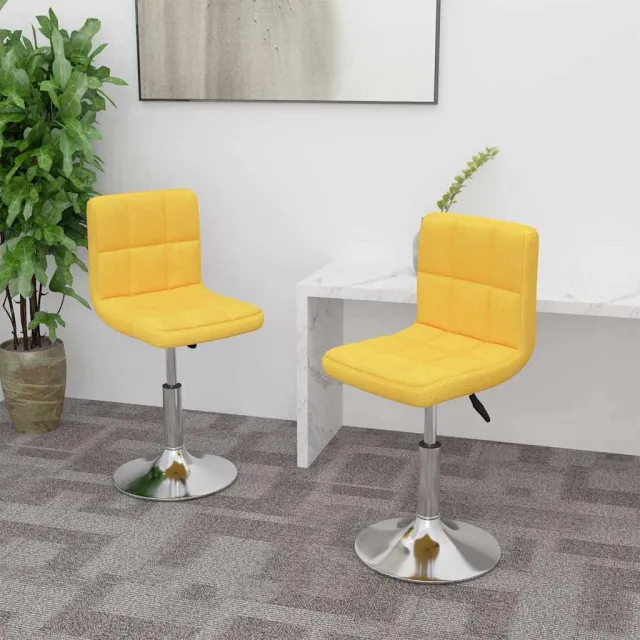 vidaXL Eetkamerstoelen draaibaar 2 st stof geel