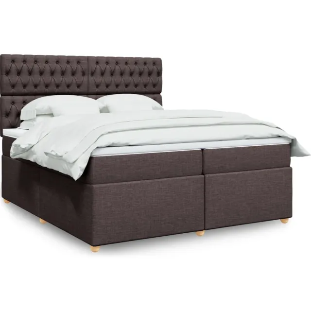 vidaXL Boxspring met matras stof donkerbruin 200x200 cm bruin