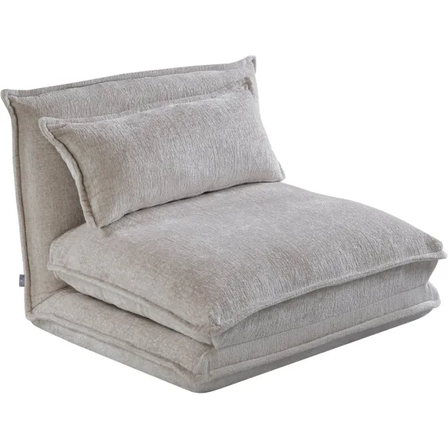 Troonz Slaapstoel Lodi Beige – Inklapbare Slaapbank - Zetelbed – Slaapfauteuil 1 Persoon – Verstelbare Rugleuning