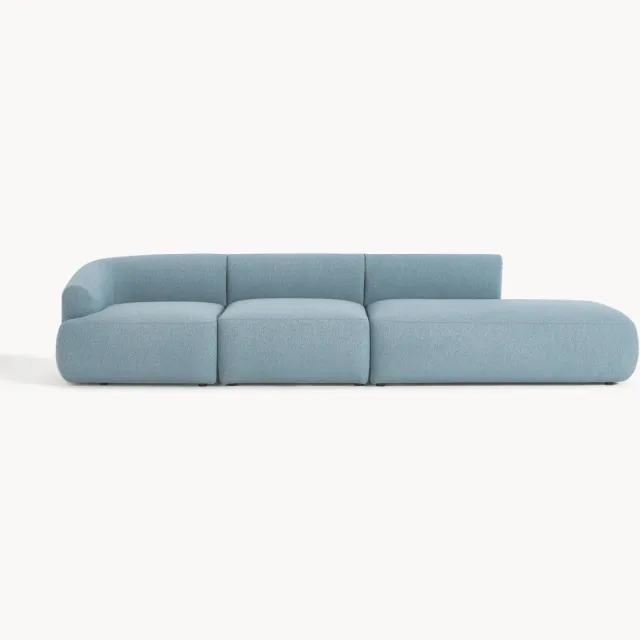 Westwing Collection Modulaire bouclé chaise Sofia (4-zits) Blauw