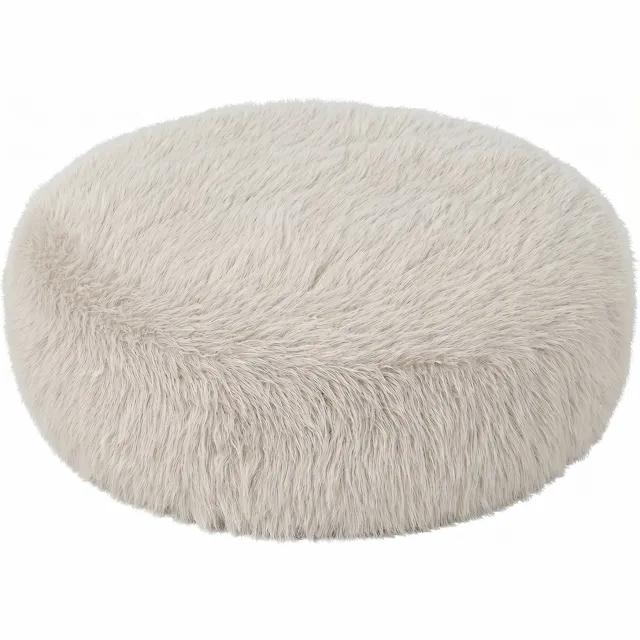PTMD Pilo Beige Hair Round Pouf