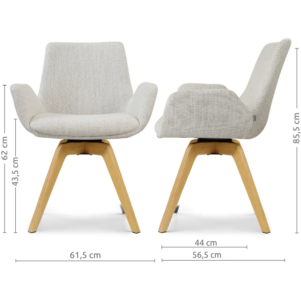 Nolon Noor-Eef draaibare eetkamerstoel beige gemêleerd - houten onderstel, foto 3