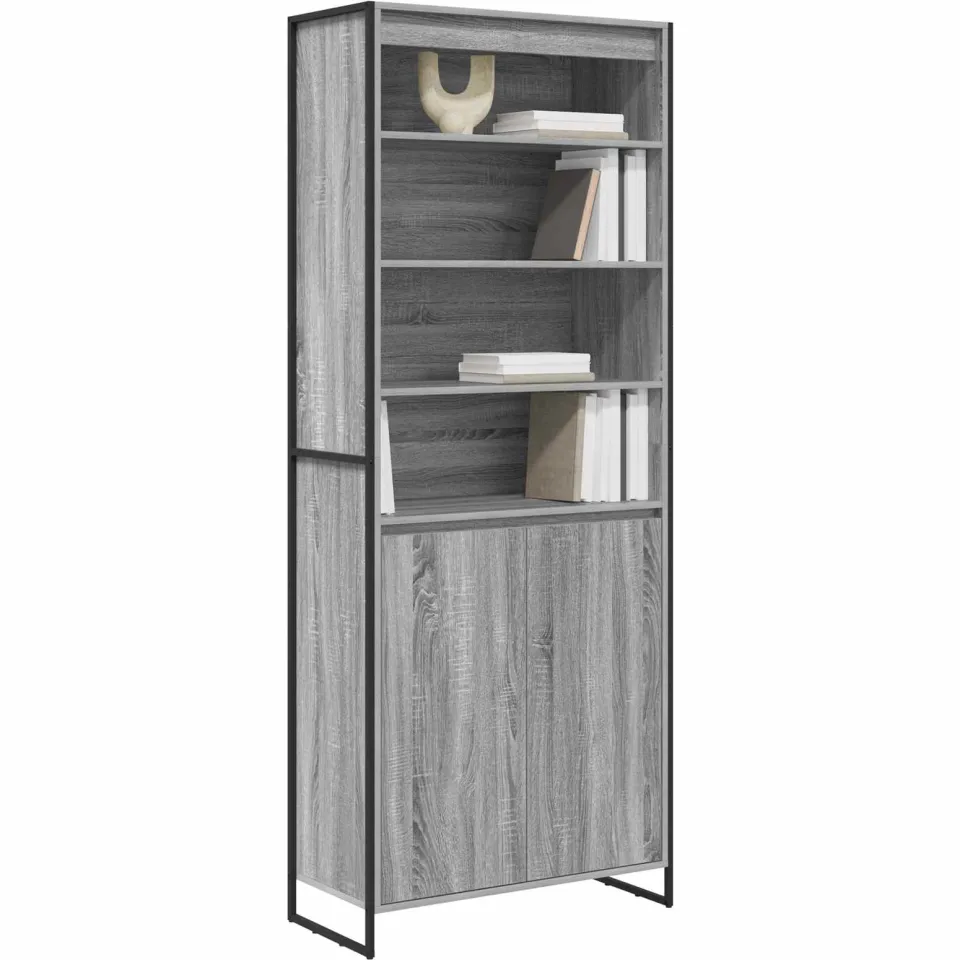 vidaXL Hoge Kasten Grijs Sonoma 79 x 36 x 200 cm Bewerkt hout