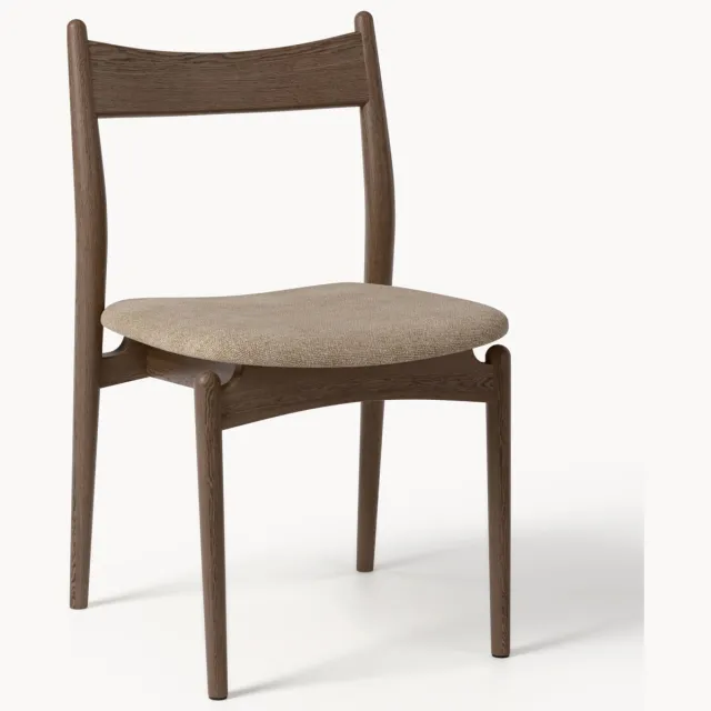 Westwing Collection Eetkamerstoel Koa van essenhout met gestoffeerde zitvlak taupe