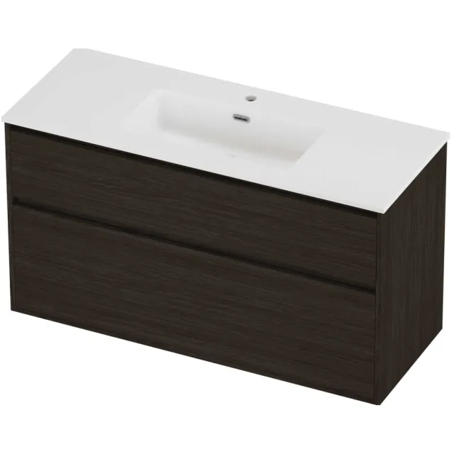 Proline Tribute Badmeubelset Porselein Elegant 1 Gat 120x46x67 cm Mat White Mokka Oak Eiken
