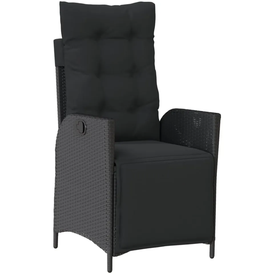 vidaXL 7-delige Tuinset met kussens poly rattan zwart