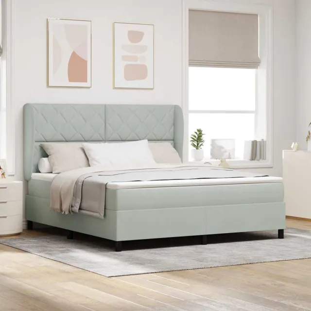 vidaXL Boxspringbed met hoofdeinde Lichtgrijs 200 x 180 cm Fluweel