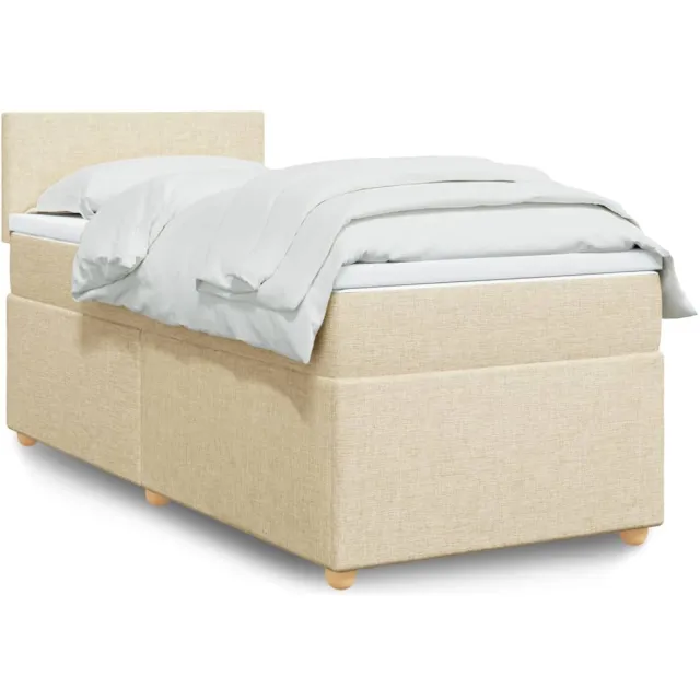 vidaXL Boxspring met matras stof crèmekleurig 100x200 cm