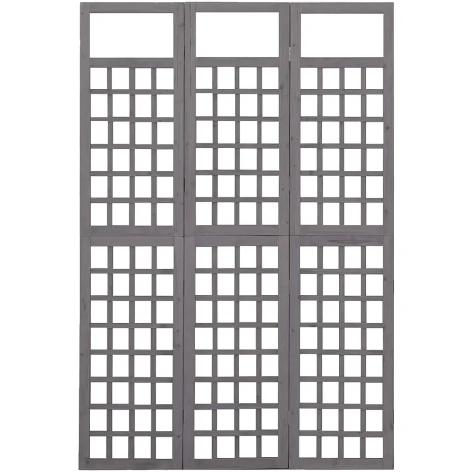 vidaXL Kamerscherm/trellis met 3 panelen 121x180 cm vurenhout grijs