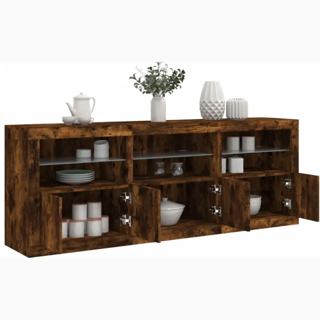 vidaXL Dressoir met LED-verlichting 181,5x37x67 cm gerookt eikenkleur Bruin
