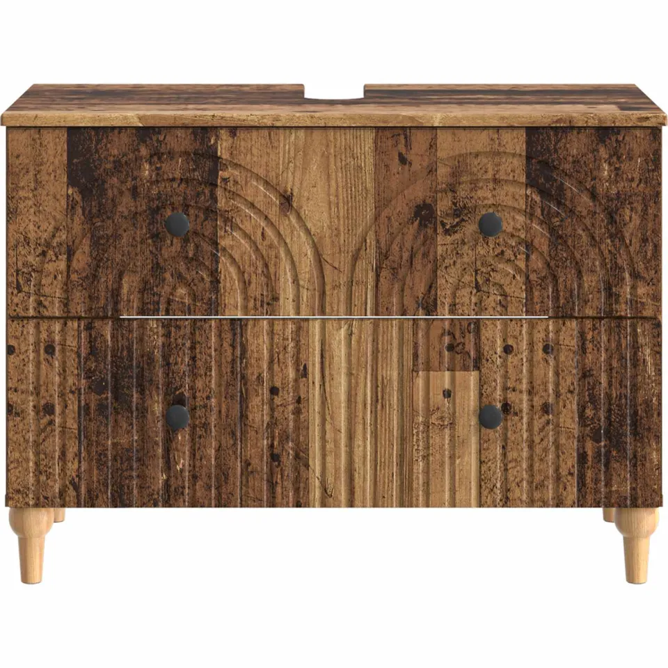 vidaXL Badkamer wastafelkast ALKMAAR Oud hout 82 x 41 x 59 cm bruin, foto 4