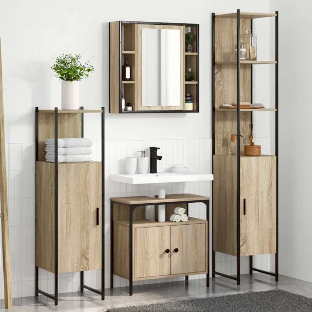 vidaXL Badkamermeubelset 4 st Sonoma Eiken 33 x 33 x 185,5 cm Bruin