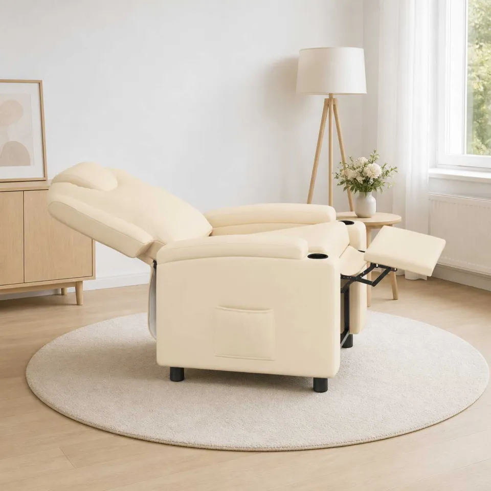vidaXL Ligstoel Crèmekleurig 75 x 95 x 106 cm Stof, foto 3
