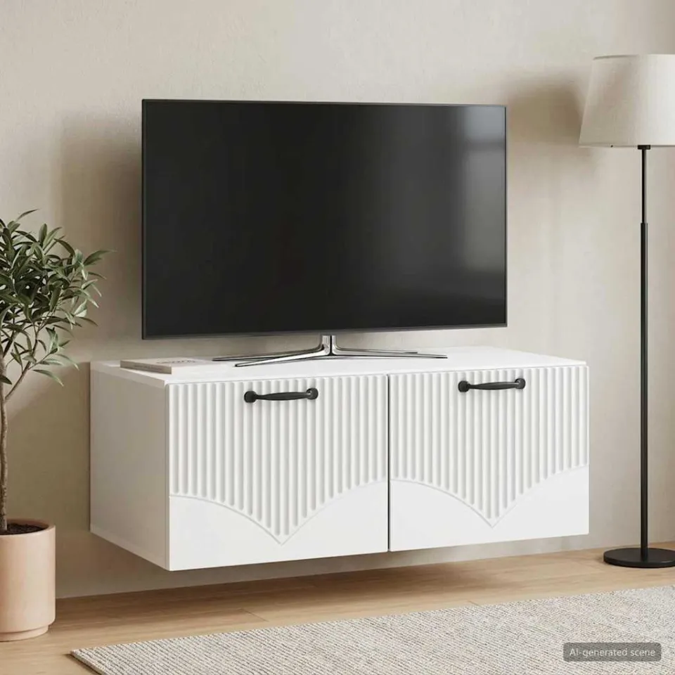 vidaXL Wandbeugel TV-kast Wit 78,5 x 41 x 30 cm Bewerkt hout, foto 4