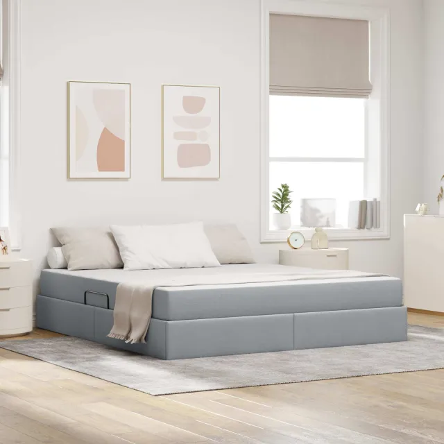 vidaXL Opbergbed met matras Lichtgrijs 160 x 200 cm Polyester