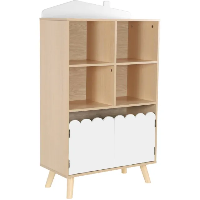 sweeek Kinderboekenkast, 2 deuren en 4 planken - azur Wit