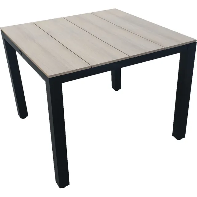 4 Seizoenen Tuinmeubelen Vierkante tuintafel Cyprus 90 cm | 4 personen | Wood/Black | Polywood & aluminium Black, Wood