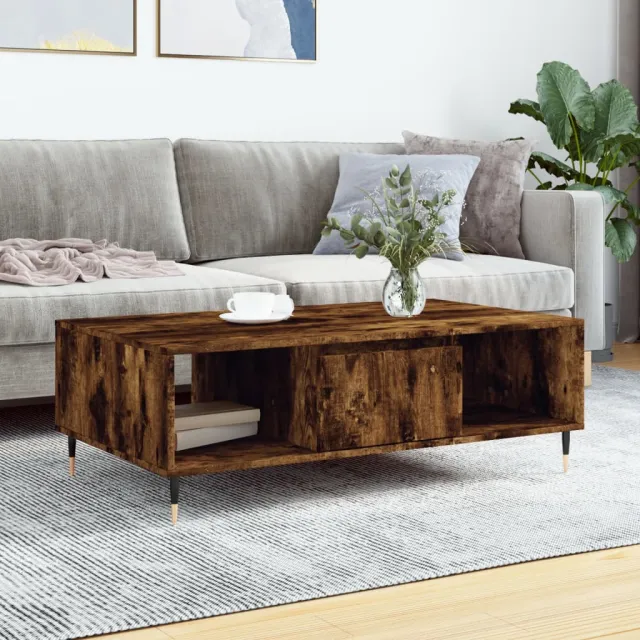 vidaXL Salontafel 104x60x35 cm bewerkt hout gerookt eikenkleurig, foto 2