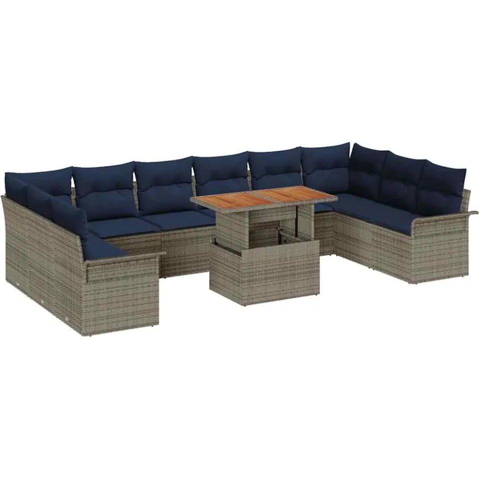 vidaXL Tuin Sofa Set 9 st Grijs Poly riet