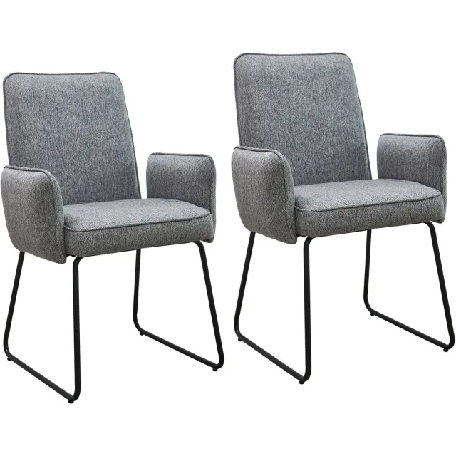 SVITA ALBA set van 2 eetkamerstoelen fauteuil - gestoffeerde stoel stoffen bekleding grijs